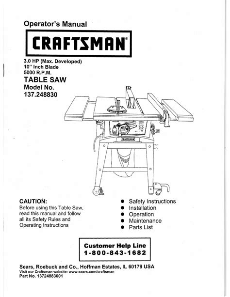 CRAFTSMAN 137,248830 OPERATOR'S MANUAL Pdf Download | ManualsLib