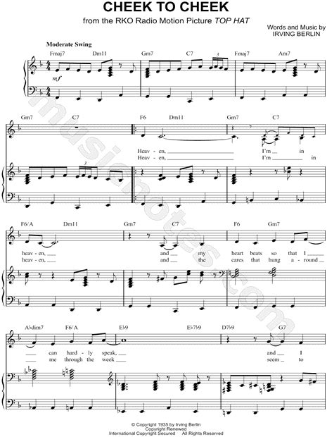 Ella Fitzgerald "Cheek to Cheek" Sheet Music in F Major (transposable) - Download & Print ...