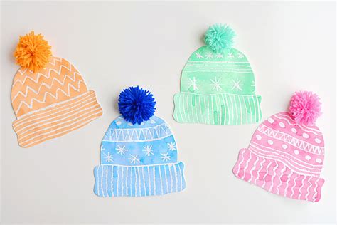 Kids Winter Hat Art Project With DIY Pom Poms