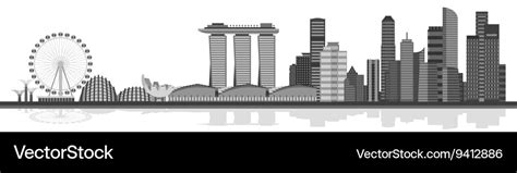 Singapore city skyline Royalty Free Vector Image