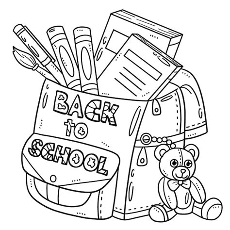 Premium Vector | Back to school bag isolated coloring page for kids