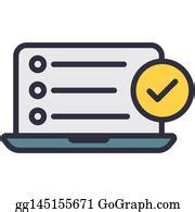 8 Laptop With Check Mark Outline Vector Concept Icon Clip Art | Royalty Free - GoGraph