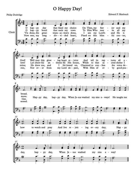 Free Choir Sheet Music – O Happy Day! | O happy day, Sheet music, Hymn sheet music