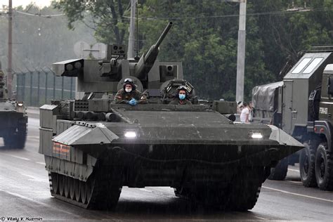 Russian T-15 Armata combat platform with Kinzhal turret during a Victory Day rehearsal, June 18 ...