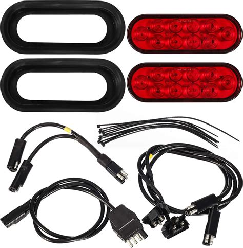 Buy Partsam Red Cargo Carrier Hitch Rack Lights Kit, 2Pcs 6 Inch 10 LED Oval Waterproof Tail ...