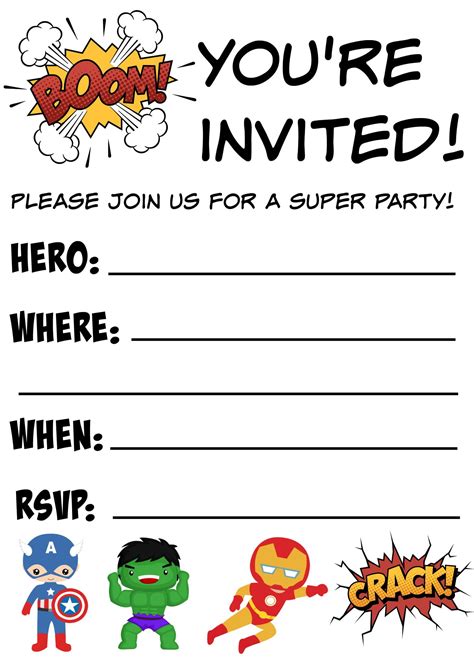 12+ FREE Printable Blank Superhero Birthday Invitation Template | FREE Invitation Templates - Drevio