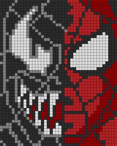 Spiderman N Venom Perler Kandi Pattern | Marvel cross stitch, Pixel art, Pixel art pattern