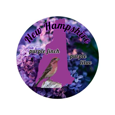 New Hampshire State With State Bird and Flower Sticker - Etsy