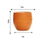 Buy Leafy Tales Ceramic Flower Pot - With Self Design Lines, Durable, For Indoor Plants, Orange ...