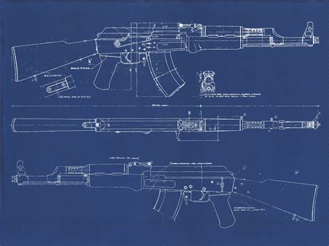 Echter Cyanotyp AK-47 Blueprint-Plan - Etsy.de