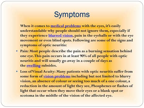 PPT - Optic neuritis: Learn about the symptoms, causes and treatment PowerPoint Presentation ...