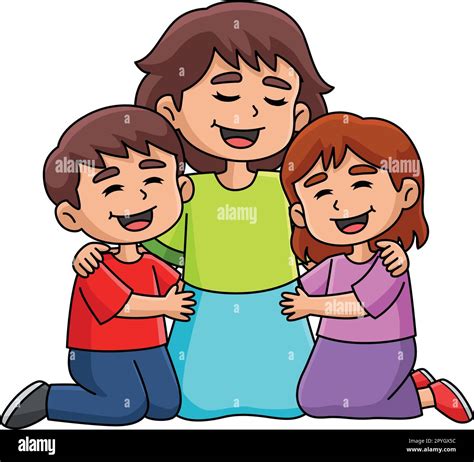 Mothers Day Mother Hugging Children Clipart Stock Vector Image & Art - Alamy