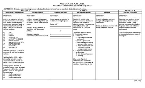 Nursing Care Plan Template Blank