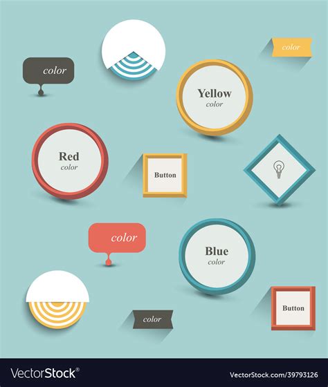 Buttons retro color style flat design Royalty Free Vector