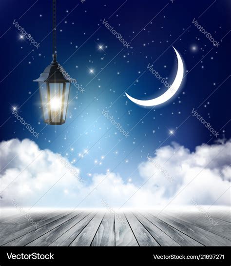 Night nature sky background with clouds and stars Vector Image