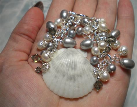 Del's Shells: Seashell Bracelet with Freshwater Pearls for a Summer Beach Wedding