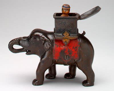 "Elephant Howdah (Man Pops Out)" mechanical bank, Enterprise Manufacturing Company | Mia