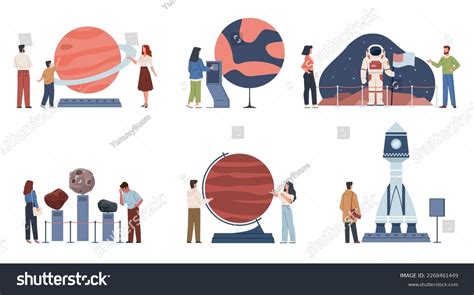 Planetarium People Curious Visitors Astronomy Museum Stock Vector ...