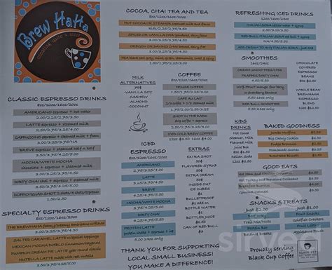 Brew HaHa menu in Palmer, Alaska, USA