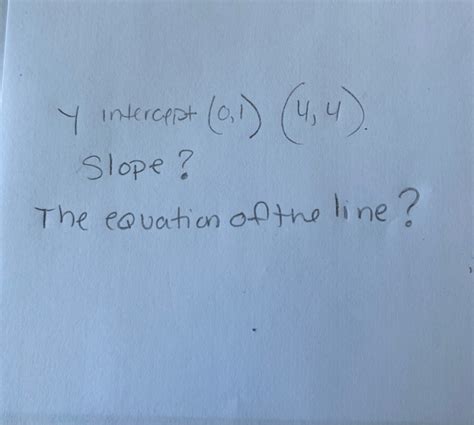 Solved y intercept (0.1) (4,4) Slope ? The equation of the | Chegg.com