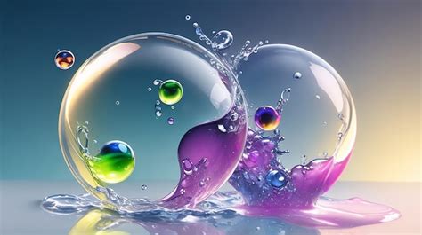 Premium AI Image | Cosmetic essence liquid bubbles molecules antioxidant of liquid bubble