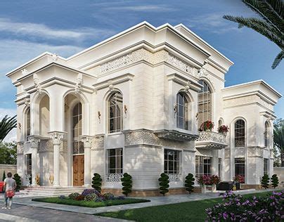 classic villa with white stone | Classic exterior design, Classic ...