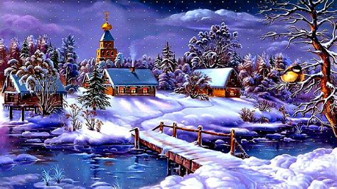 HD wallpaper: art, snowy, houses, snowfall, snowing, church, arctic, freezing | Wallpaper Flare