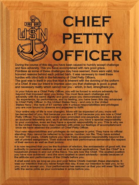 Chief Petty Officer Creed Plaque,military Gift,army Plaque,retirement ...