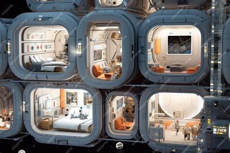 Premium AI Image | Modular space habitat with interconnected pods created with generative ai