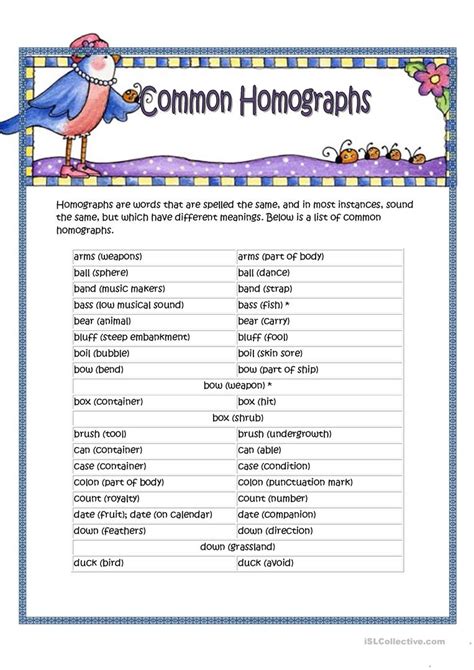 Printable Homograph Puzzles | Printable Crossword Puzzles