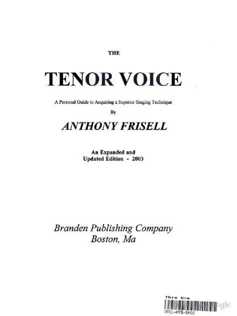 The Tenor Voice