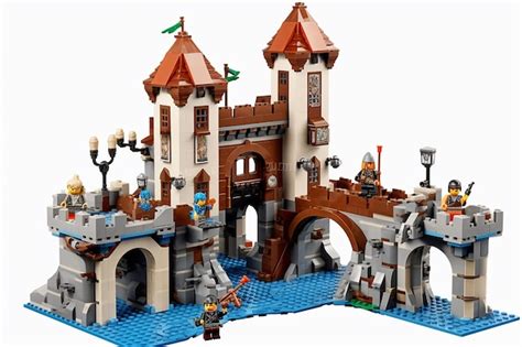 Premium Photo | A lego castle with turrets drawbridge and a royal AI generated