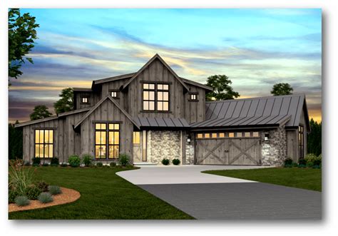 Source Point | Two-Story Modern House Plan by Mark Stewart | Modern farmhouse floorplan, Barn ...