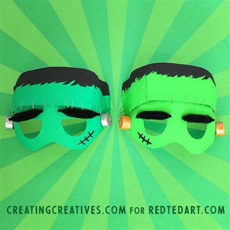 Paper Plate Frankenstein Mask Template - RedTedArt - Easy Crafts