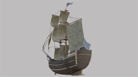 Sailing Ship Barque Dusted All PBR - 3D Model by Eight Vertex