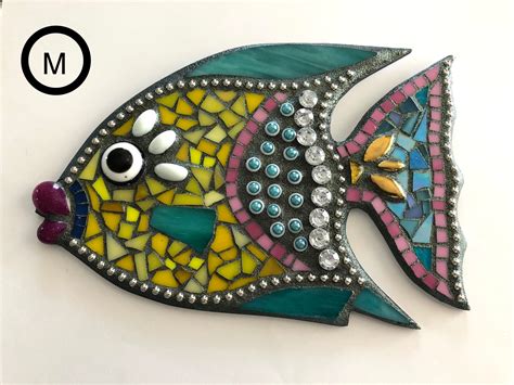 Fish mosaic wall hanging 9. Angel Fish decor Fish shape | Etsy