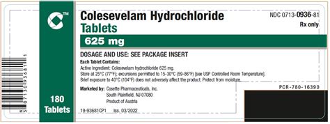 Product Images Colesevelam Hydrochloride Photos - Packaging, Labels ...