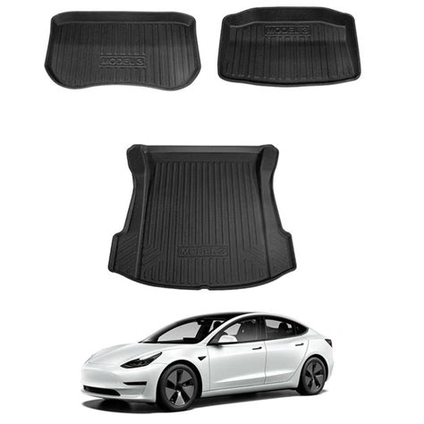 Tesla Model 3 Interior Liners Set 3D All Weather Accessories Heavy Duty Mat Luggage Tray Rear ...