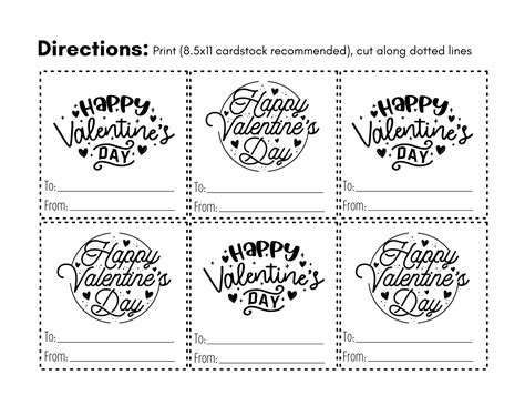 Happy Valentine's Day Printable Cards Circular Black and White - Etsy