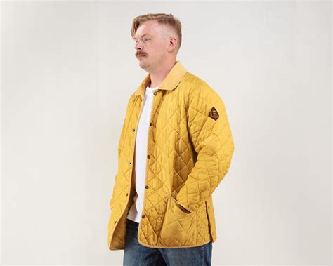 Yellow Puffer Jacket parka vintage 90s unisex jacket autumn jacket lightweight men gift idea ...
