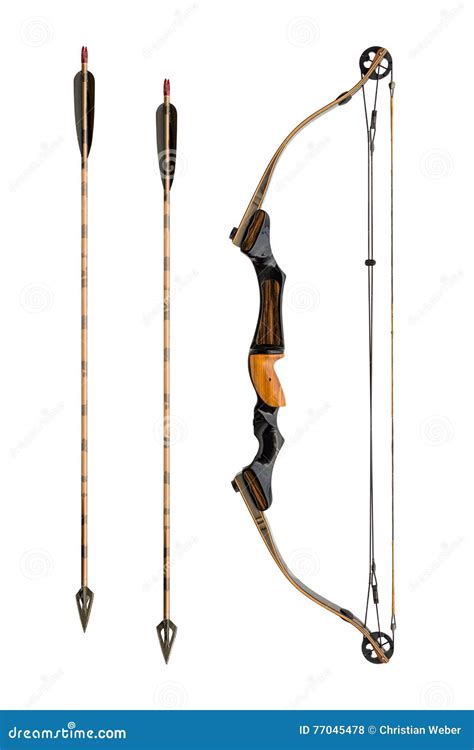 Compound Bow with Hunting Arrows Isolated on White Stock Photo - Image of white, weapon: 77045478