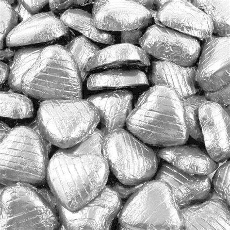 Silver Foil Chocolate Hearts - Bulk Pack - Fun Party Supplies