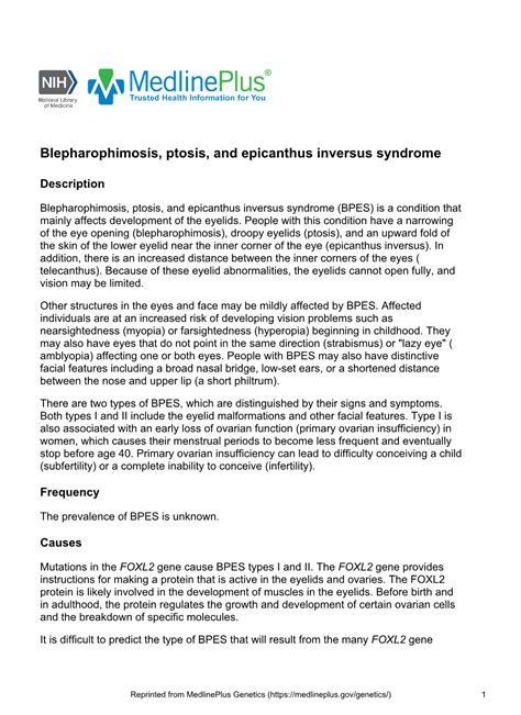 Blepharophimosis, Ptosis, and Epicanthus Inversus Syndrome - DocsLib