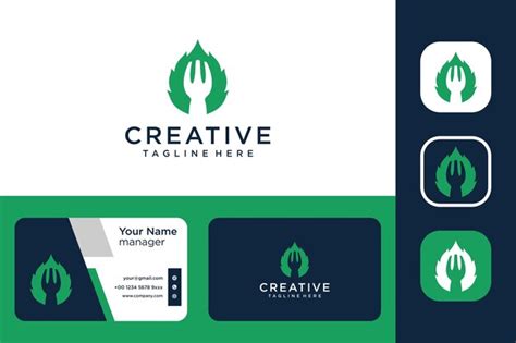 Green food logo design | Premium-Vektor