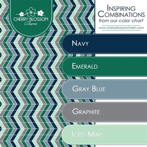 Color Combination for Winter - Navy Gray Blue Emerald Mint Green Gray Herringbone Pattern ...