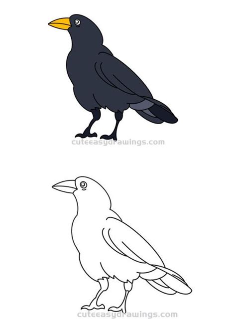 20 Easy Crow Drawing Ideas - How To Draw Crow - Blitsy