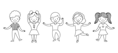 Happy Kids Clip Art Black And White