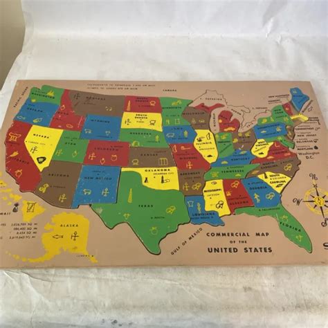 VINTAGE SIFO WOODEN USA Map Puzzle - 3 missing pieces £23.93 - PicClick UK