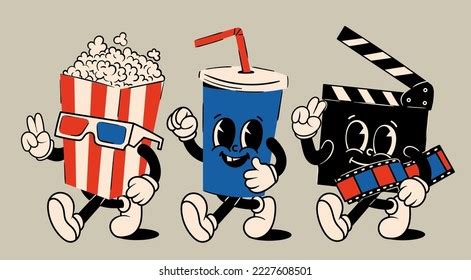 Popcorn Soda Drink Clapperboard Cute Cartoon Stock Vector (Royalty Free ...