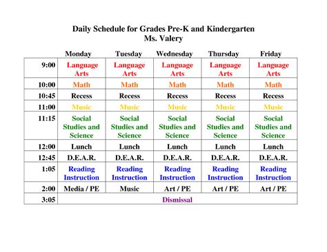 pre k daily schedule - Google Search | Classroom schedule, Kindergarten ...